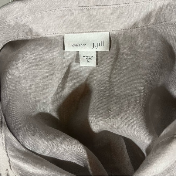 J. Jill Love Linen 100% Linen Light Gray Silver Button Down Shirt - Picture 6 of 10